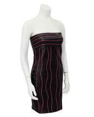 1980's Mario Valentino Black Leather Strapless Dress with Pink Accents