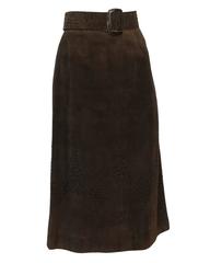 1970 - Tiktiner - Jupe midi en daim - Brown