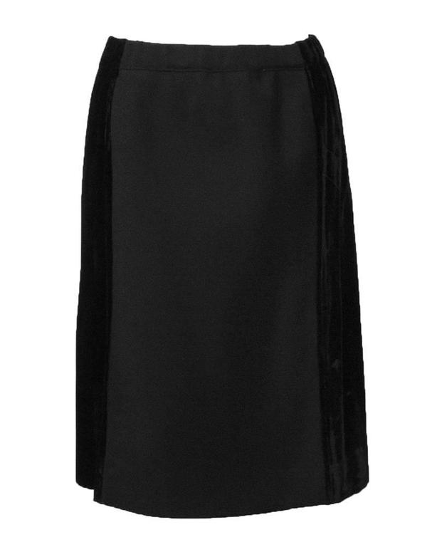 1970's Mila Schon Black Wool and Velvet Skirt Suit For Sale at 1stDibs