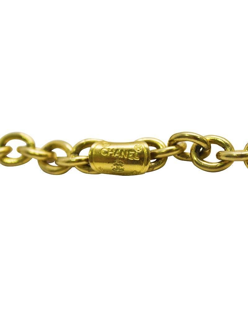 Contemporary 1970's Chanel Gold Chain Sautoir Necklace with Rhinestones For Sale