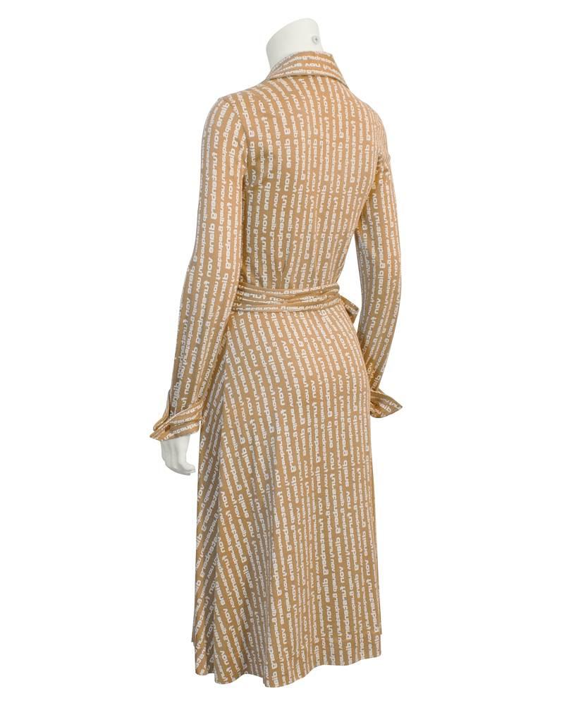 1970's Diane Von Furstenberg Tan Logo Wrap Dress at 1stDibs | diane von ...