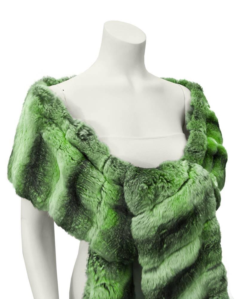 1960's Christian Dior Green Chinchilla Shawl In Excellent Condition In Toronto, Ontario