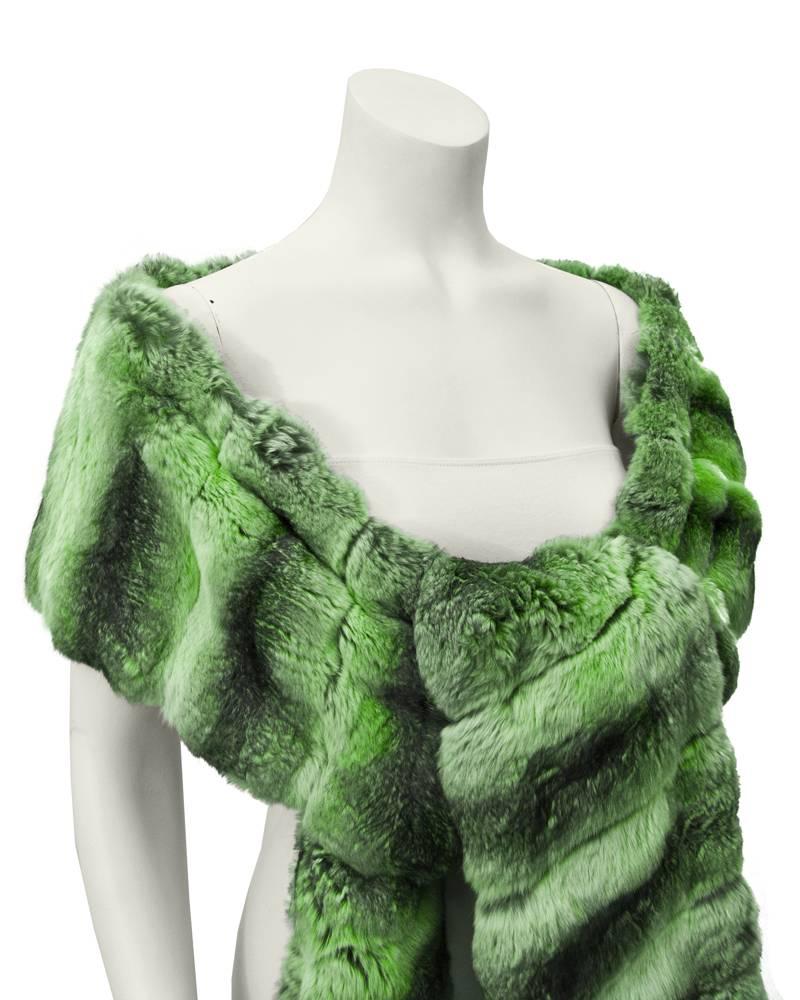 1960's Christian Dior Green Chinchilla Shawl  In Excellent Condition In Toronto, Ontario