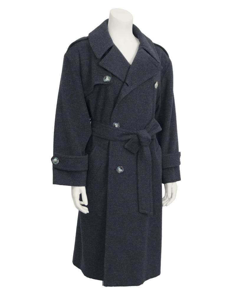 1980s Celine Grey Wool Coat For Sale at 1stDibs