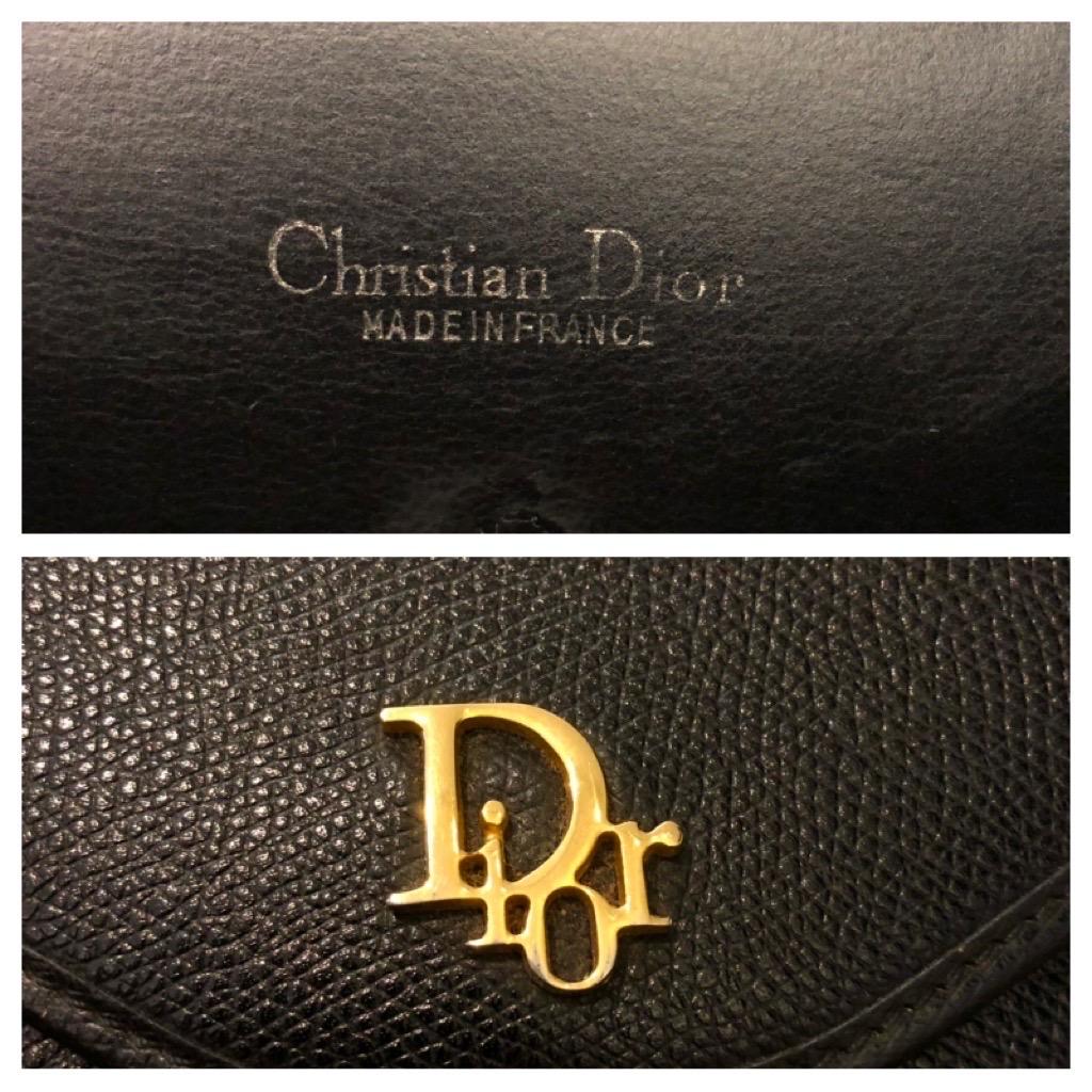 Vintage CHRISTIAN DIOR Black Leather Chain Shoulder Bag For Sale 4