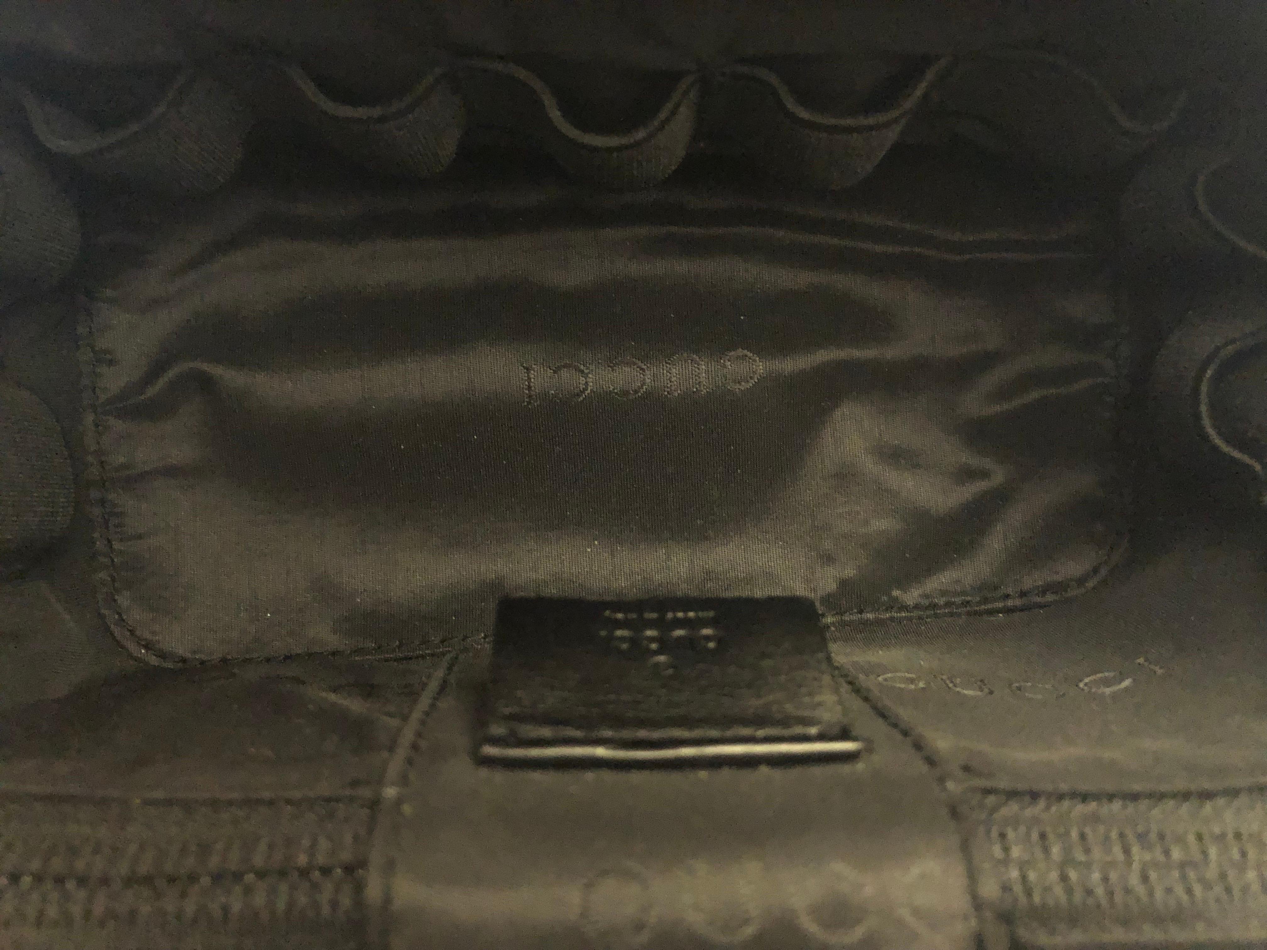 2000s Vintage GUCCI Mini GG Jacquard Vanity Case Handbag Black 7