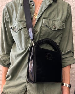 Vintage GUCCI Calfskin Leather Mini Book Tote Bag Black