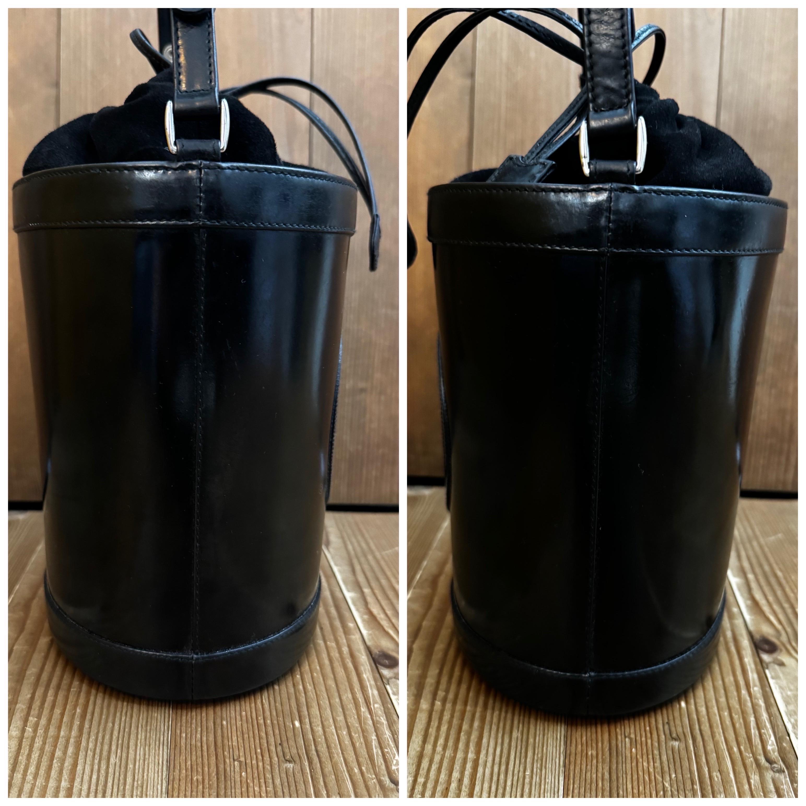 Vintage GUCCI Leather Bucket Shoulder Handbag Black en vente 3