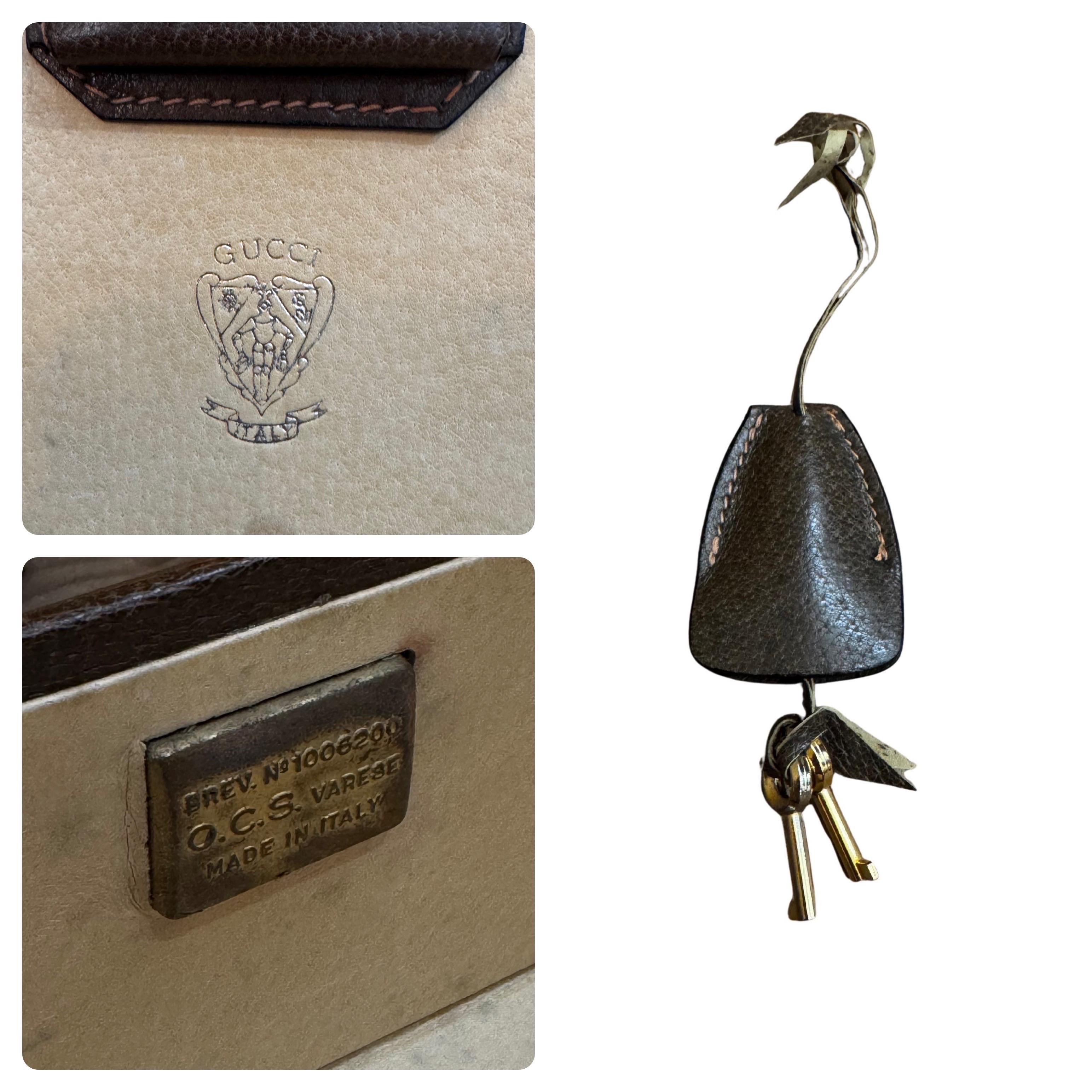 1970s Vintage GUCCI Pigskin Leather Briefcase Trunk Attaché Bag Brown 10