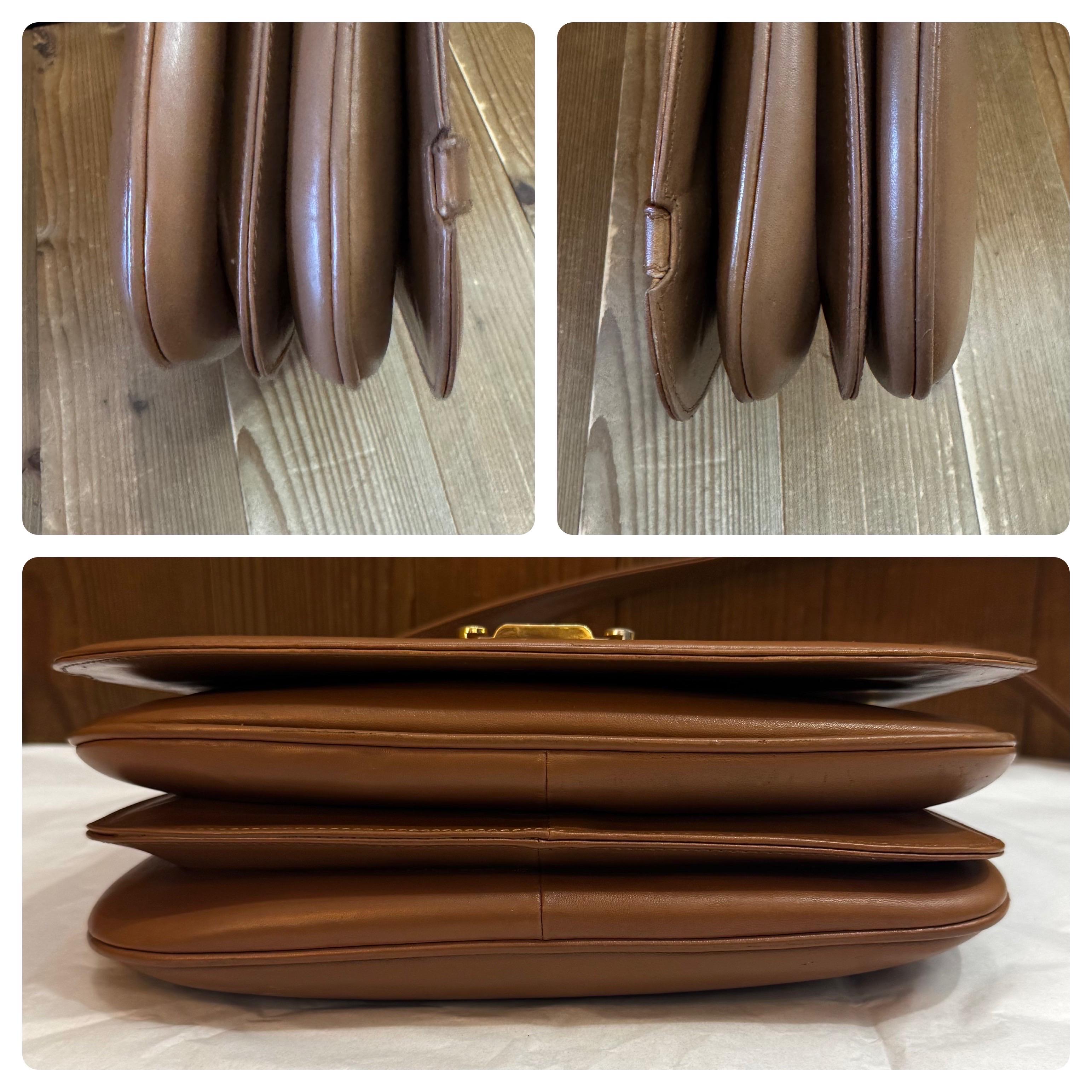 1970s Vintage GUCCI Leather Shoulder Bag Turnlock Brown 4