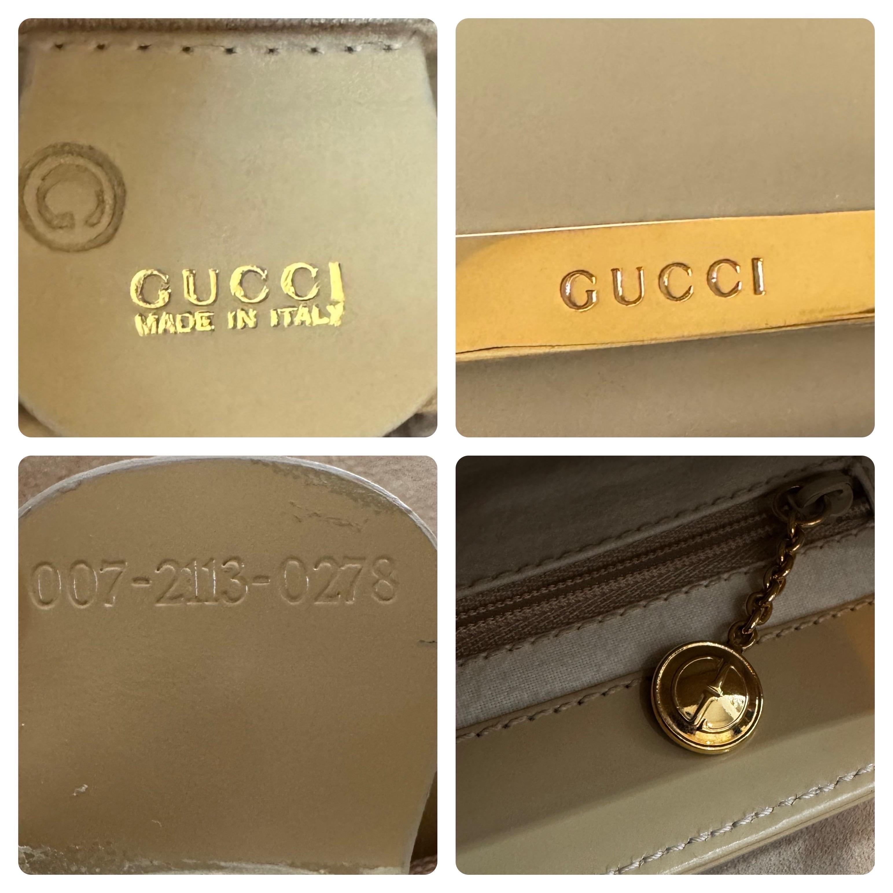 1990s Vintage GUCCI Bolsa de hombro de cuero Beige Pequeño en venta 2