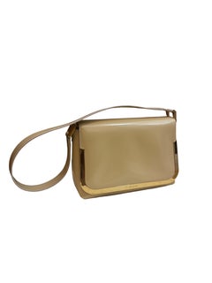 1990s Vintage GUCCI Leather Shoulder Bag Beige Small