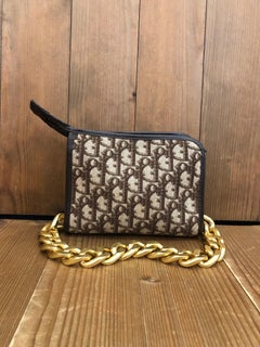 1970s CHRISTIAN DIOR Brown Trotter Jacquard Small Clutch Bag (Altered)