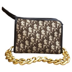 1970s CHRISTIAN DIOR Brown Trotter Jacquard Small Clutch Bag (Altered)