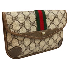 Vintage anni '80 Gucci GG Monogram Canvas Pouch Brown (alterato)