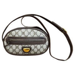 1970s Vintage GUCCI Monogram Canvas Crossbody Bag Brown