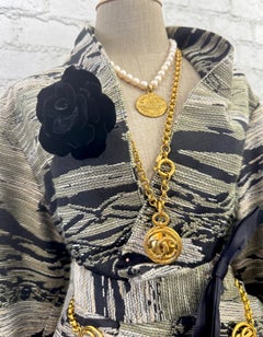 1990s Vintage CHANEL Velvet Camellia Full Blossom Brooch Black