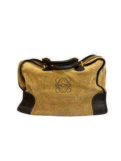 Borsa Boston vintage LOEWE in pelle scamosciata Anagram Amazona 40, marrone, unisex