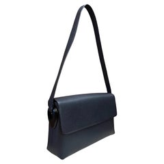 1990s Vintage GUCCI Pigskin Leather Shoulder Bag Navy