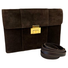1990s Vintage GUCCI Two-Way Nubuck Leather Shoulder Crossbody Bag Brown