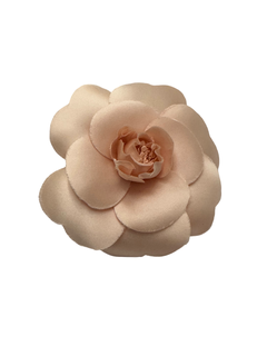1990s Vintage CHANEL Silk Camellia Brooch Peachy Pink