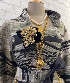 1990s Vintage CHANEL Gold Metallic Floral Bouquet Velvet Chiffon Corsage Brooch