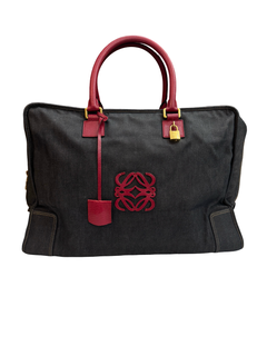 2008 LOEWE Denim Anagram Amazona 50 Travel Boston Bag Dark Navy Unisex Mens