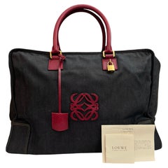 2008 LOEWE Denim Anagram Amazona 50 Travel Boston Bag Dark Navy Unisex Mens