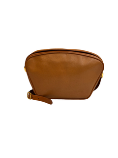 1980s Vintage GUCCI Brown Grained Leather Oval Interlocking G Crossbody Bag