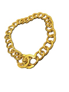 Vintage CHANEL 1995 Autumn Gold-Tone XL Heavy Chain Turn-Lock Necklace
