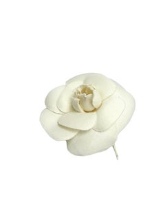 Vintage CHANEL Off-White Silk Camellia Corsage Brooch Pin