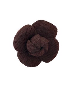 1990s Vintage CHANEL Knitted Wool Camellia Brooch Burgundy