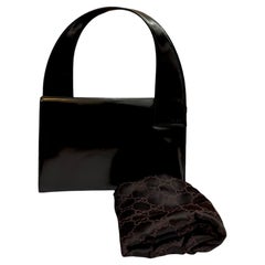 Vintage Gucci Tom Ford-era Black Polished Leather Padlock Shoulder Bag