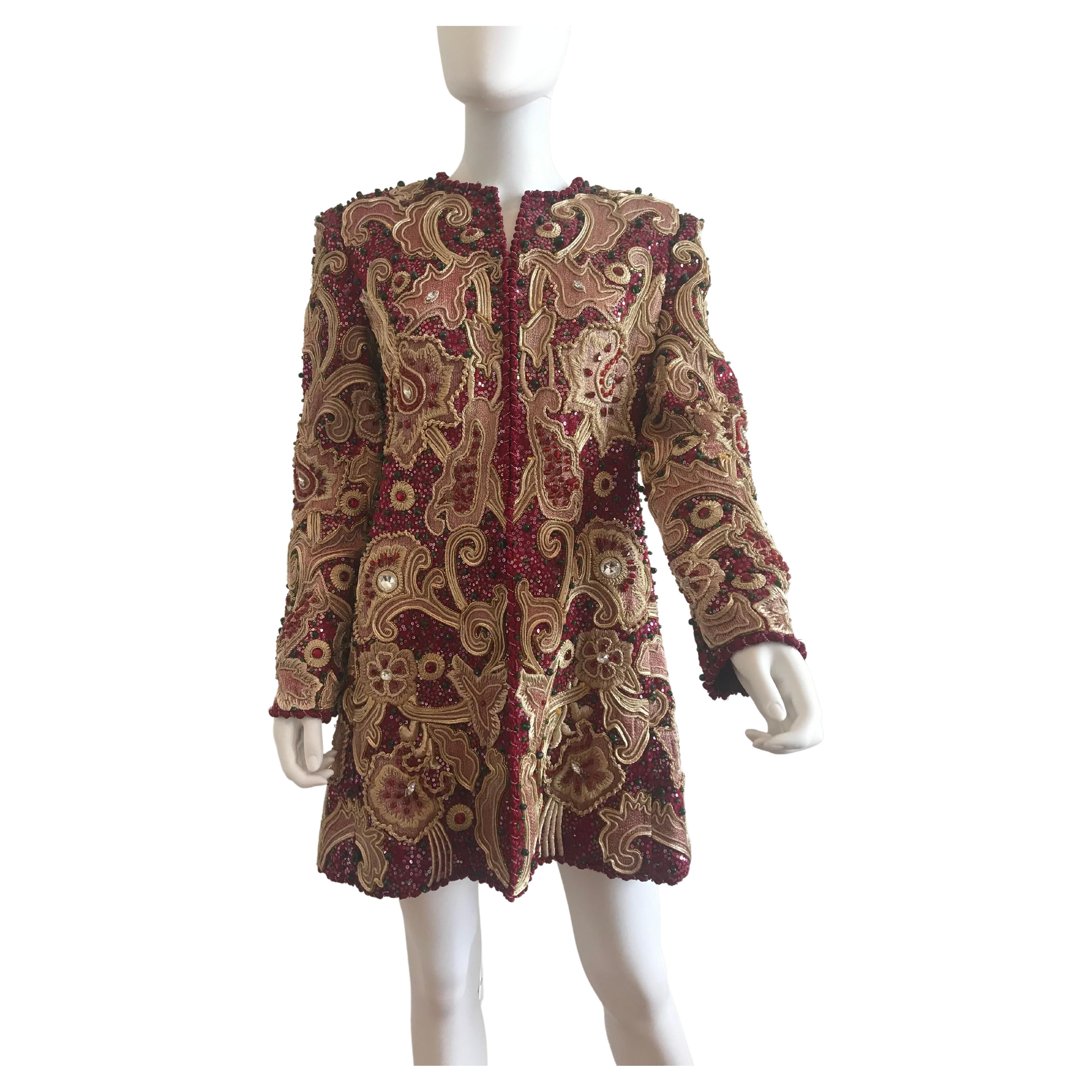 embroidered evening coat