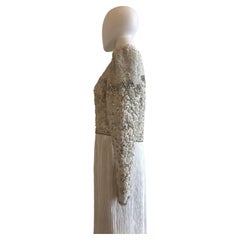 Mary McFadden Embroidered Beaded Plisse Gown
