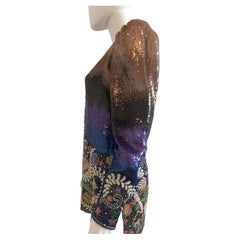 Mary McFadden Multi Color Sequins and Embroidered Top/Mini Dress