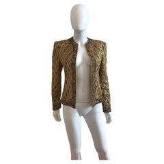 Mary McFadden Gold Embroidered Beaded Jacket with Metal Strip Work