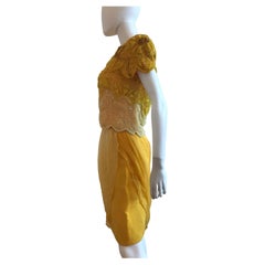 Gianni Versace for Genny Yellow Beaded Jacket and Chiffon Skirt Ensemble