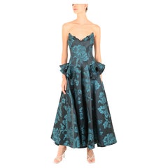 Oscar de la Renta H/W06 trägerloses Kleid mit Blumenmuster in Blau und Blau und Flair XS