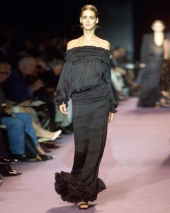 Yves Saint Laurent Tom Ford F/W 2001 peasant black maxi skirt & dress blouse