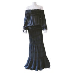 Yves Saint Laurent Tom Ford F/W 2001 peasant black maxi skirt & dress blouse