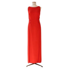 Valentino S/S 1994 silk campaign dress in red with thigh high slits and buttons