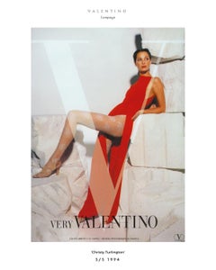 Valentino S/S 1994 silk campaign dress in red with thigh high slits and buttons