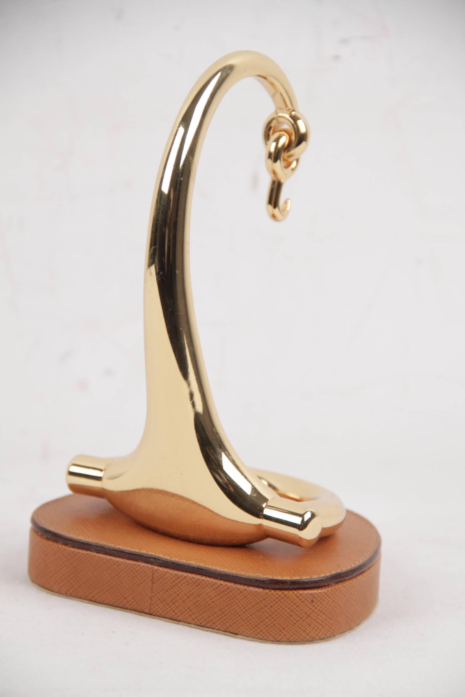 Brown Gucci Italian Vintage Gold Metal Horsebit Pocket Watch Holder Stand