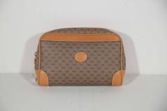 GUCCI Italian Light Brown GG MONOGRAM Canvas CLUTCH Handbag PURSE
