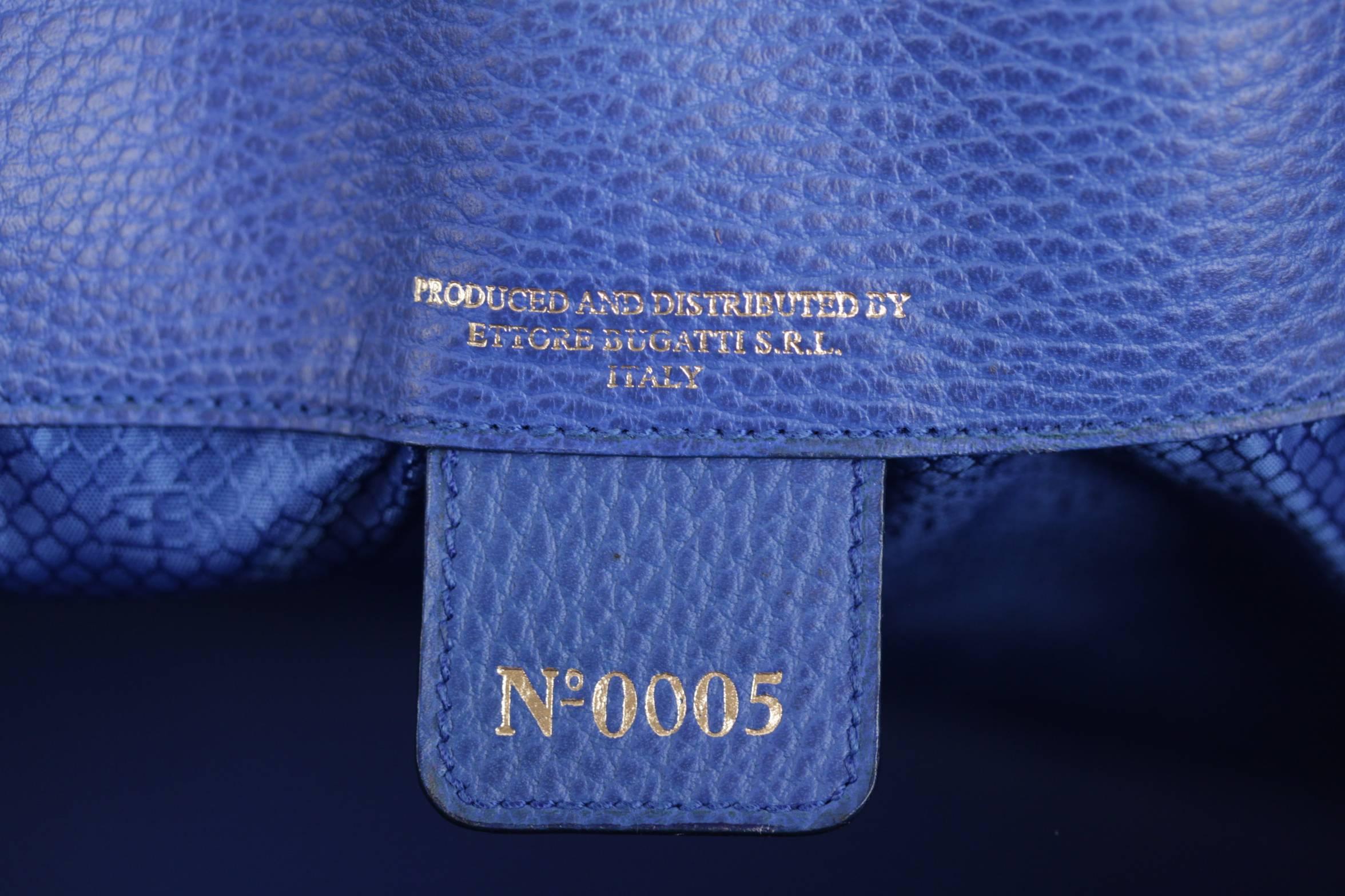 ETTORE BUGATTI Italian 90s Blue Leather LARGE SATCHEL Handbag Limited Ed RARE 3