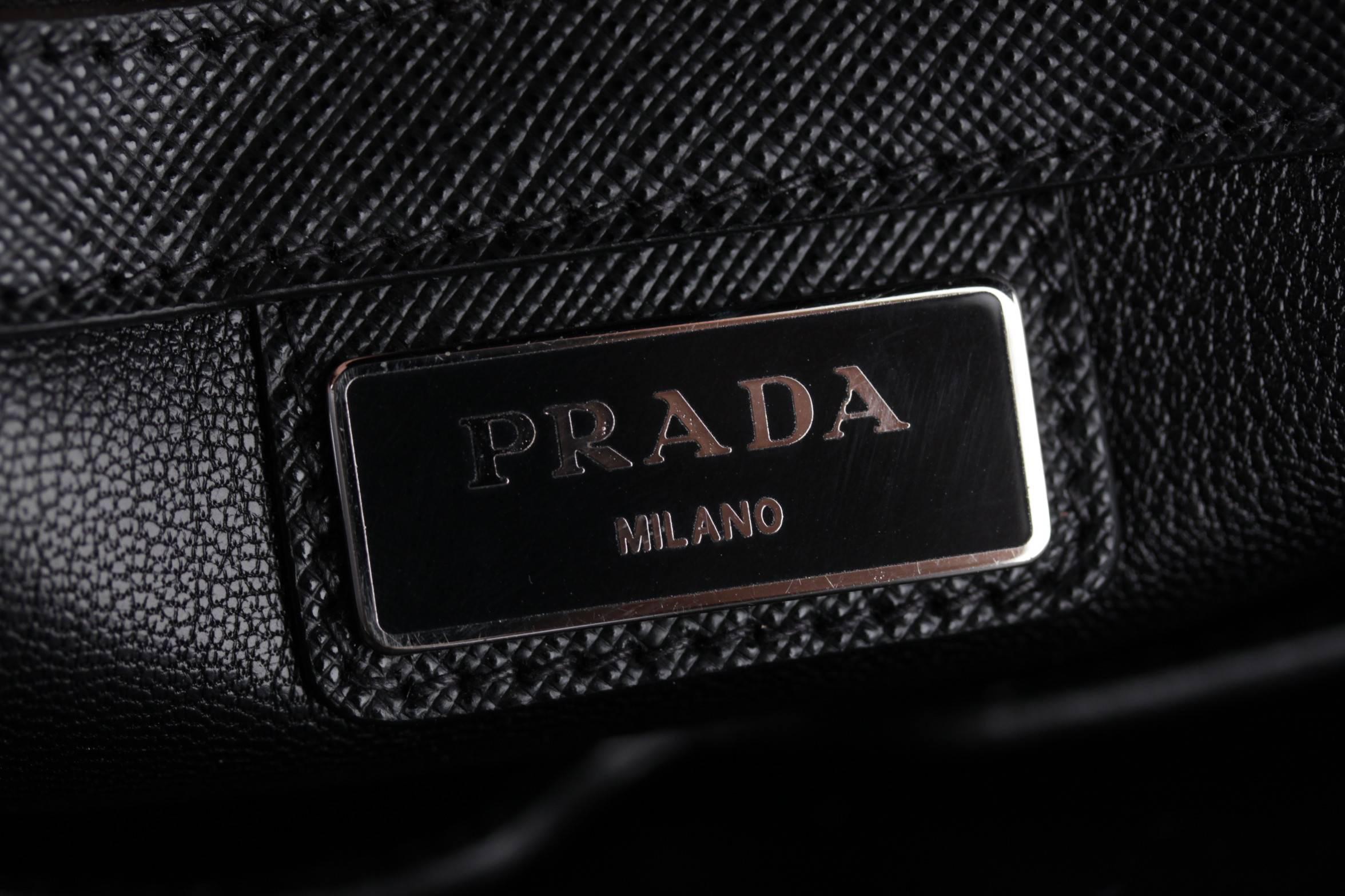 PRADA Italian Black SAFFIANO Leather BRIEFCASE Handbag WORK BAG 2VB006 2