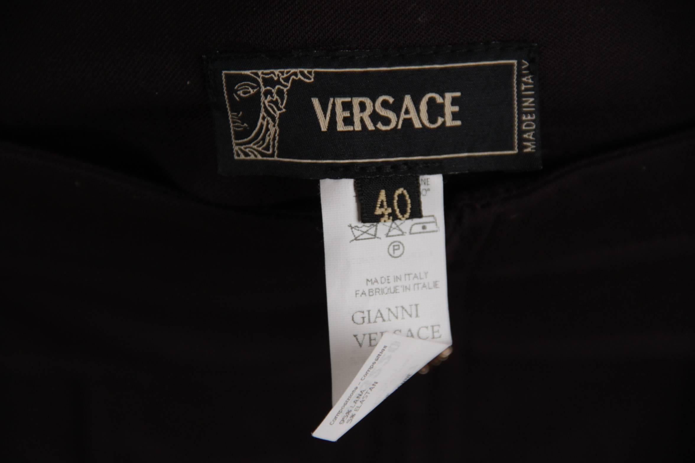 VERSACE Brown Stretch Wool TROUSERS Pants MEDUSA 2005 Fall Collection Sz 40 IT 2