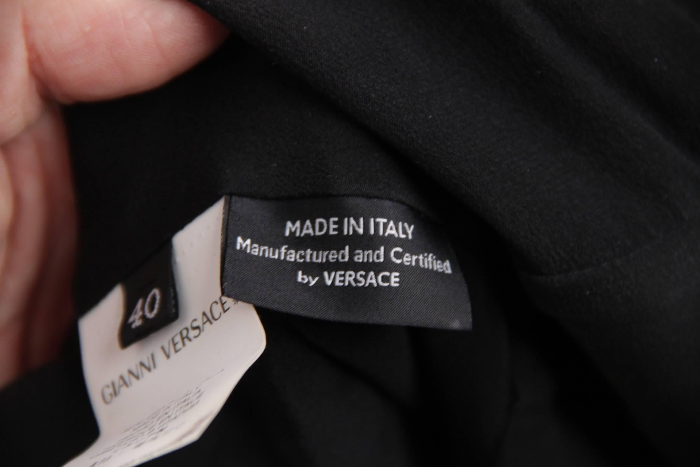 Versace Italian Black Pure Silk Wrap Dress with Blouson Sleeves  3