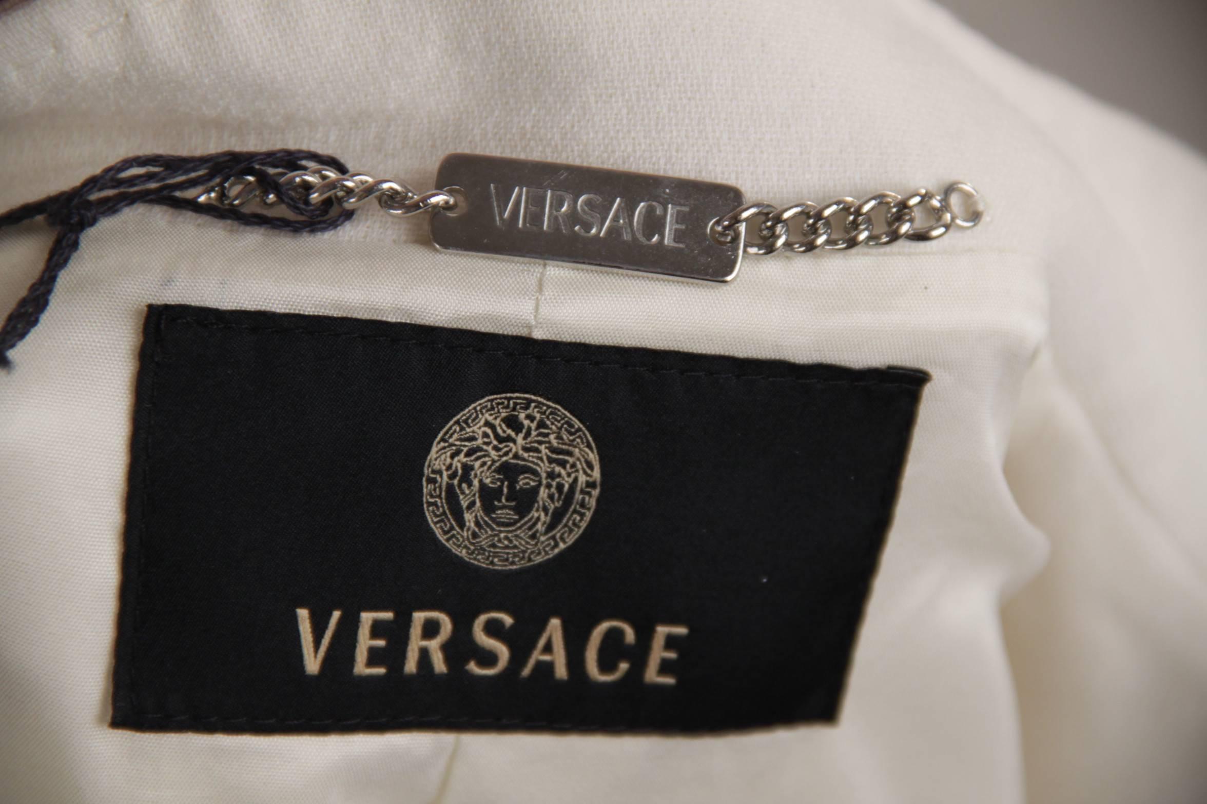 Versace Ivory Wool 3 Piece Set Blazer Skirt Trousers Suit Medusa  2